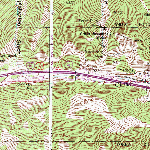Topographic Map of Union Mine, CO