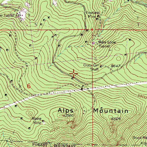 Topographic Map of Belle Creole Mine, CO