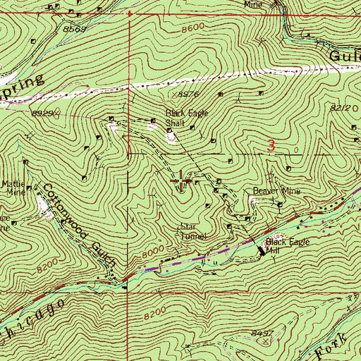 Topographic Map of Accidental Mine, CO