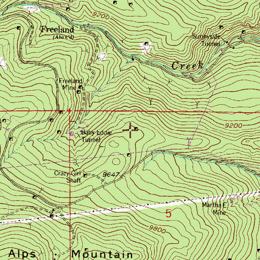 Topographic Map of Alabama Shaft Mine, CO