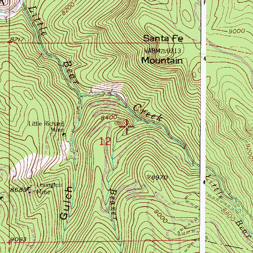 Topographic Map of Arden Mine, CO