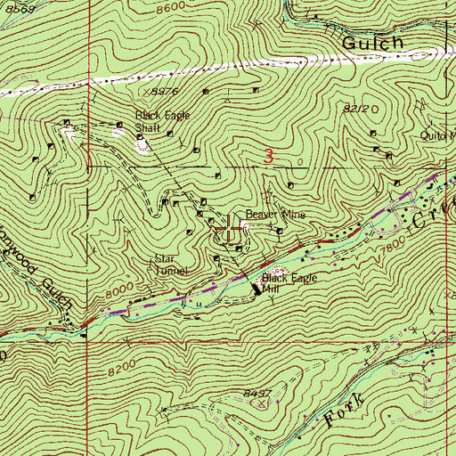 Topographic Map of Beaver Incline Mine, CO