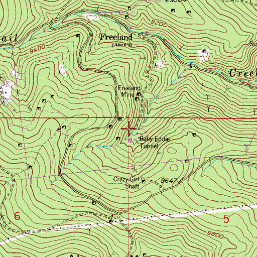 Topographic Map of Bell of the West Mine, CO