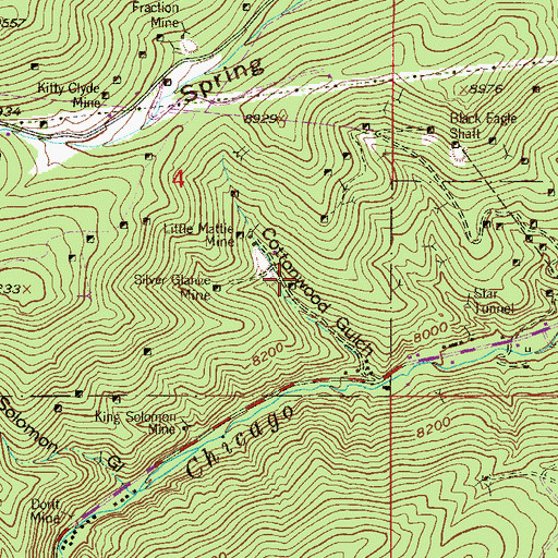 Topographic Map of Ben Dare Mine, CO