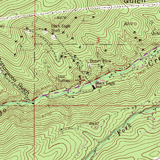 Topographic Map of Bertha Mine, CO
