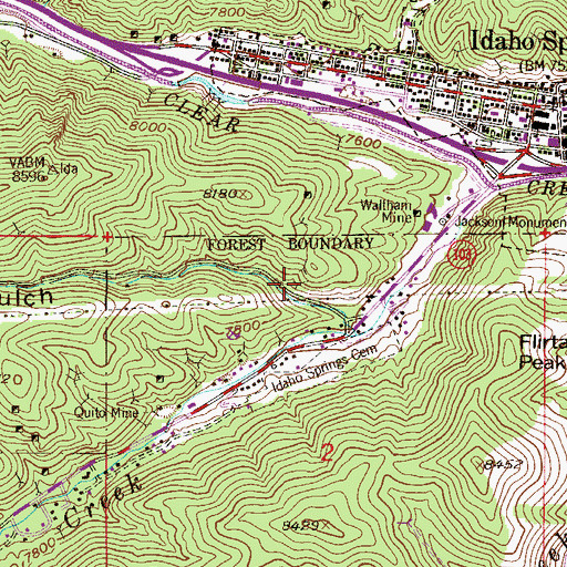 Topographic Map of Birtley Tunnel Mine, CO