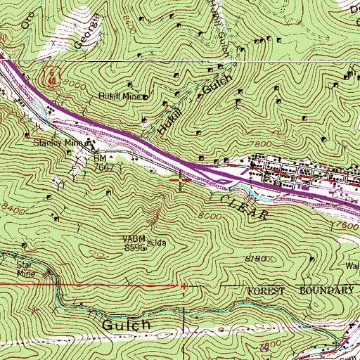 Topographic Map of Black Bear Tunnel Mine, CO