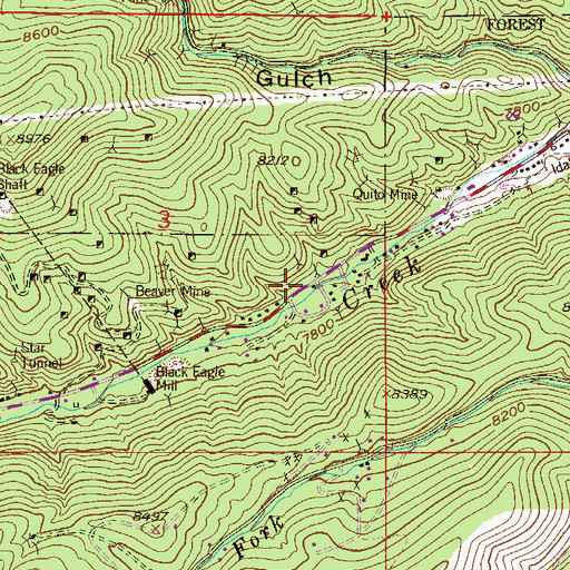 Topographic Map of Brown Quartz Mine, CO