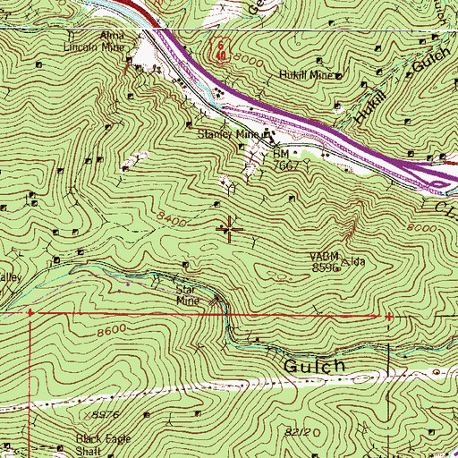 Topographic Map of Bullion King Mine, CO