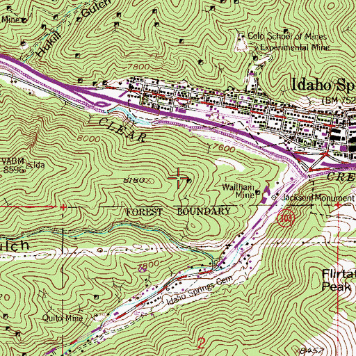 Topographic Map of Clear Creek Shaft Mine, CO