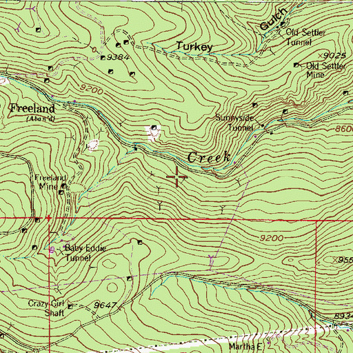 Topographic Map of Diamond Mine, CO
