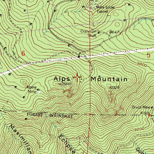 Topographic Map of Diamond Mountain Tunnel Mine, CO