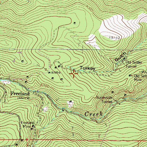 Topographic Map of Ethel Tunnel Mine, CO