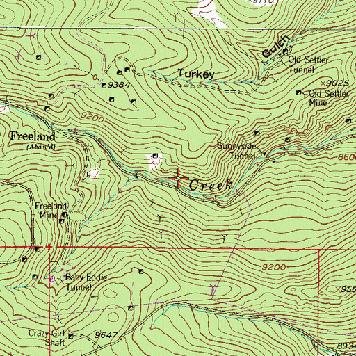 Topographic Map of Ford Hill Mine, CO