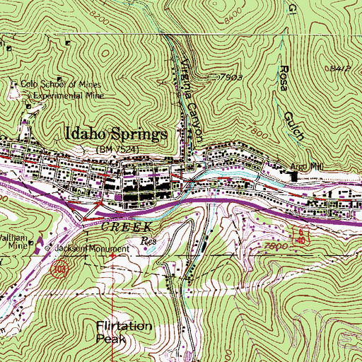 Topographic Map of Gillespie Group Mine, CO