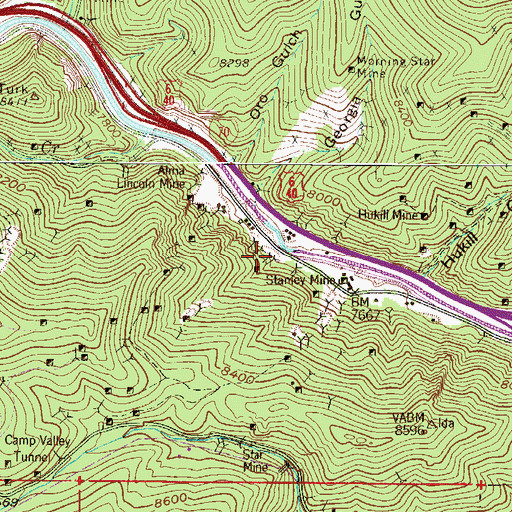 Topographic Map of Gladstone Tunnel Mine, CO