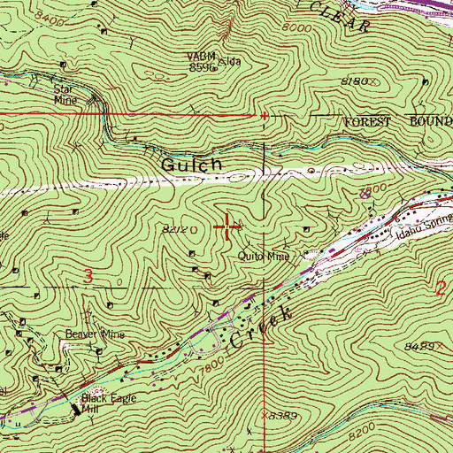 Topographic Map of Gold Dust Tunnel Mine, CO