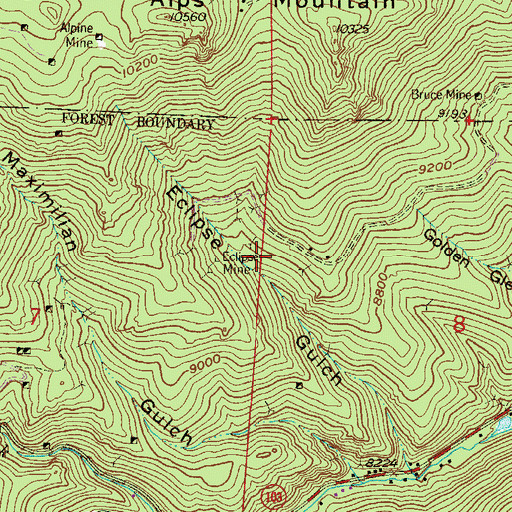 Topographic Map of Gold Eclipse Mine, CO