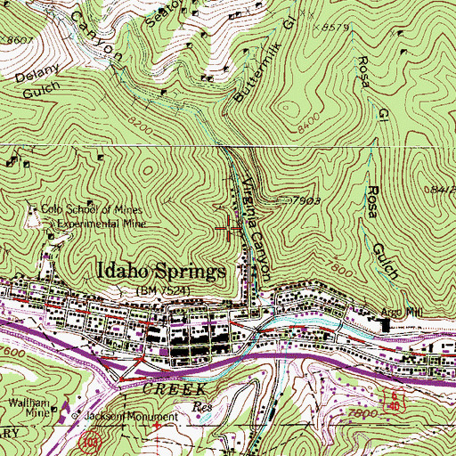 Topographic Map of Golden Treasure Tunnel Mine, CO