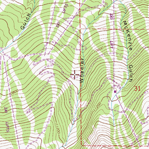 Topographic Map of Copper Mountain Ski Area, CO