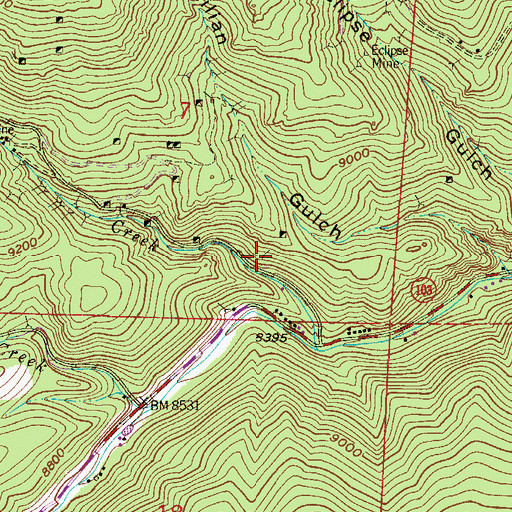 Topographic Map of Maximillian Mine, CO