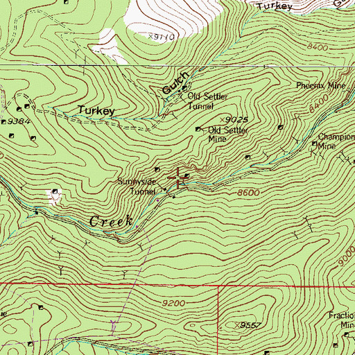 Topographic Map of Morgan Shaft and Tunnel Mine, CO