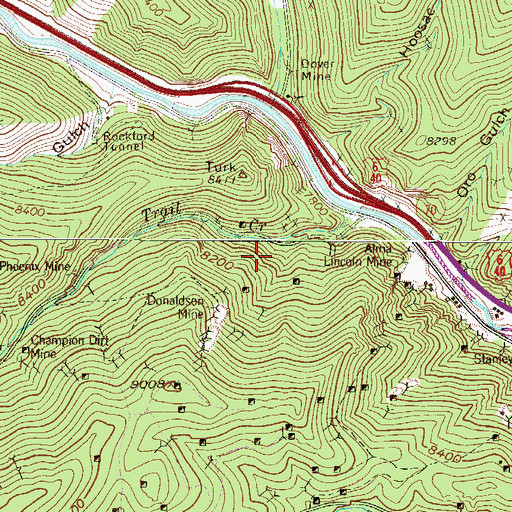 Topographic Map of Mount Vesuvius Tunnel Mine, CO