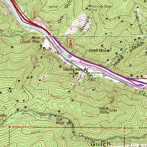 Topographic Map of Pride of the West Mine, CO