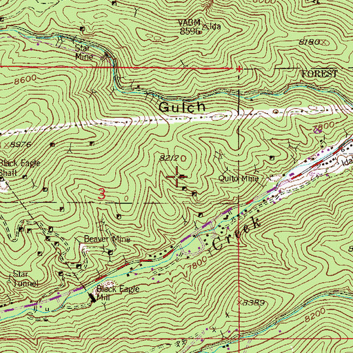 Topographic Map of P T Shaft Mine, CO