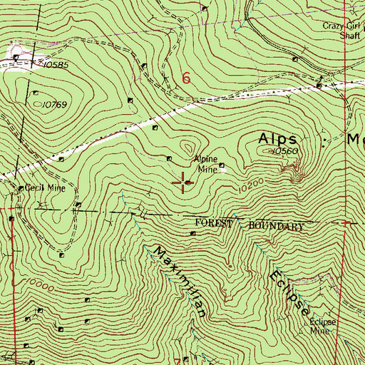 Topographic Map of Roca Mine, CO