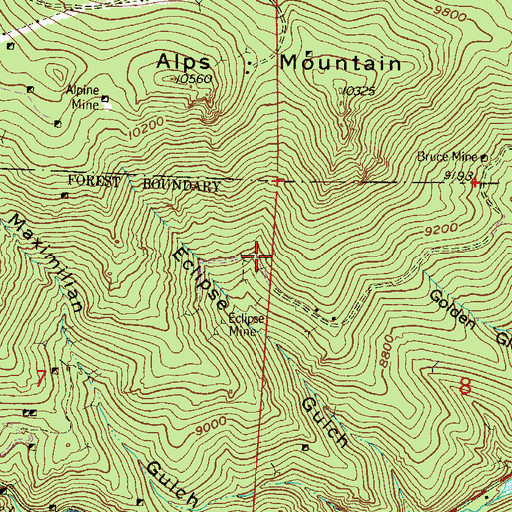 Topographic Map of Rocky Cliff Mine, CO