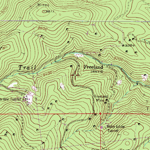 Topographic Map of Teller Tunnel Mine, CO