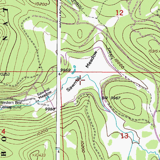 Topographic Map of Meadow Creek Reservoir, CO