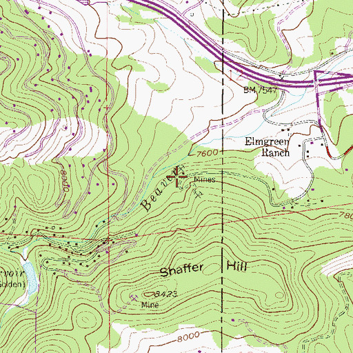 Topographic Map of Shaffer Hill Mine, CO