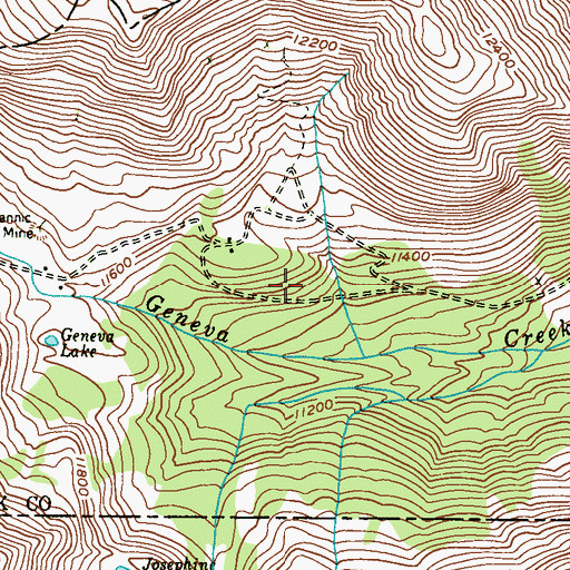 Topographic Map of West Geneva Iron Deposit Mine, CO