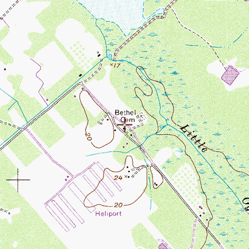 Topographic Map of Bethel Church, GA