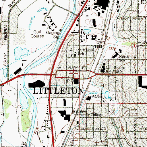 Topographic Map of Littleton, CO