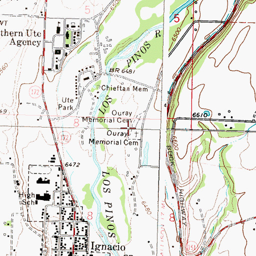 Topographic Map of Ouray Memorial Cemetery, CO