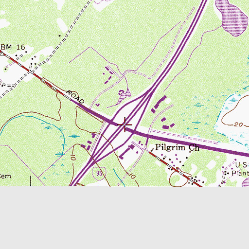 Topographic Map of Exit 16, GA
