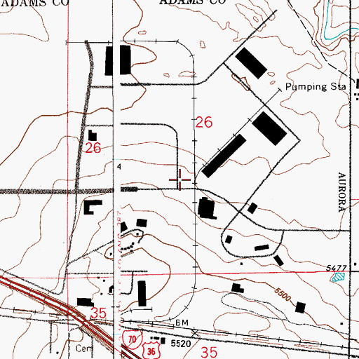 Topographic Map of Sky Ranch Airport (historical), CO