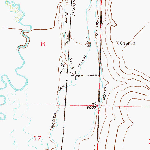 Topographic Map of North Park Ditch Number 5, CO