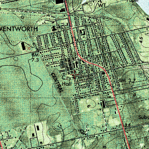Topographic Map of Port Wentworth City Hall, GA