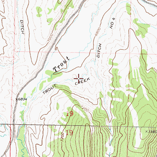 Topographic Map of Trout Creek Ditch Number 4, CO