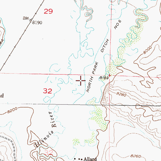 Topographic Map of North Park Ditch Number 6, CO