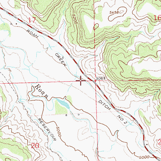 Topographic Map of Roan Creek Ditch Number 2, CO