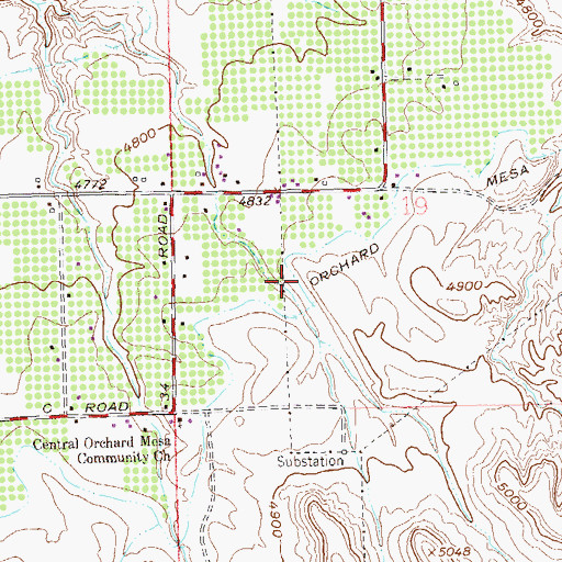 Topographic Map of Orchard Mesa Canal Number 2, CO