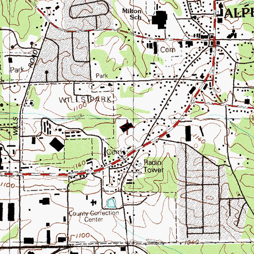 Topographic Map of Alpharetta Square Shopping Center, GA