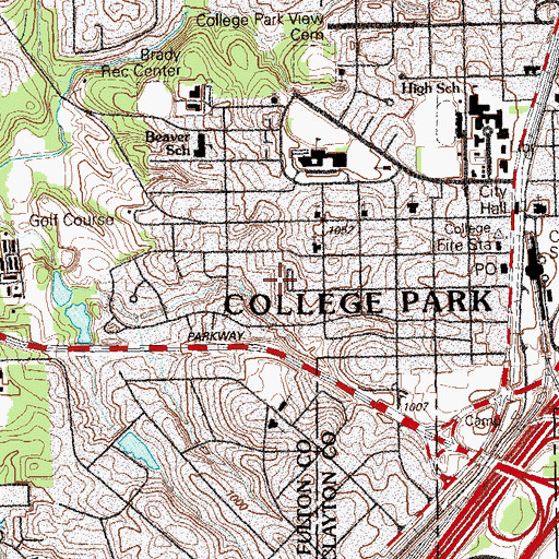 Topographic Map of Avery School, GA