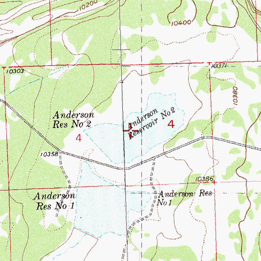 Topographic Map of Anderson Reservoir Number 2, CO