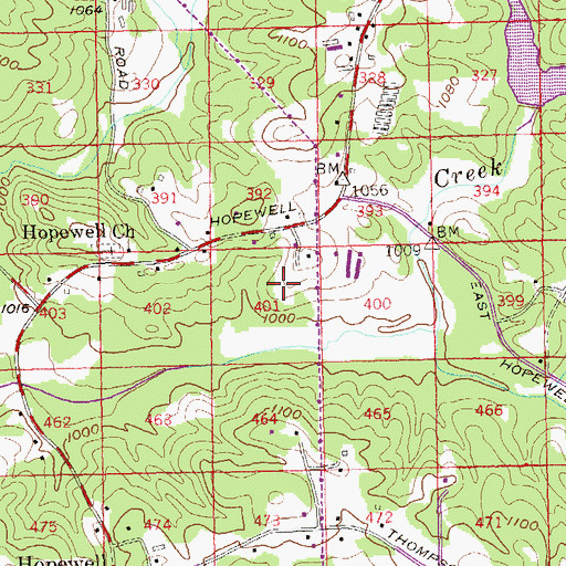 Topographic Map of Bentgrass Farms, GA